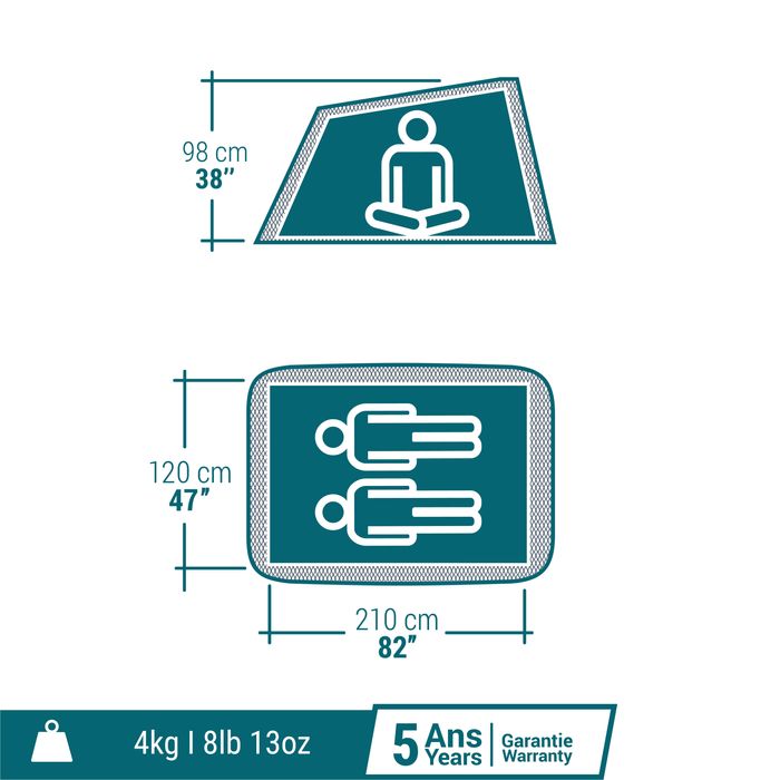 Cort de camping instant 2 locuri, 2 - produs resigilat Decathlon