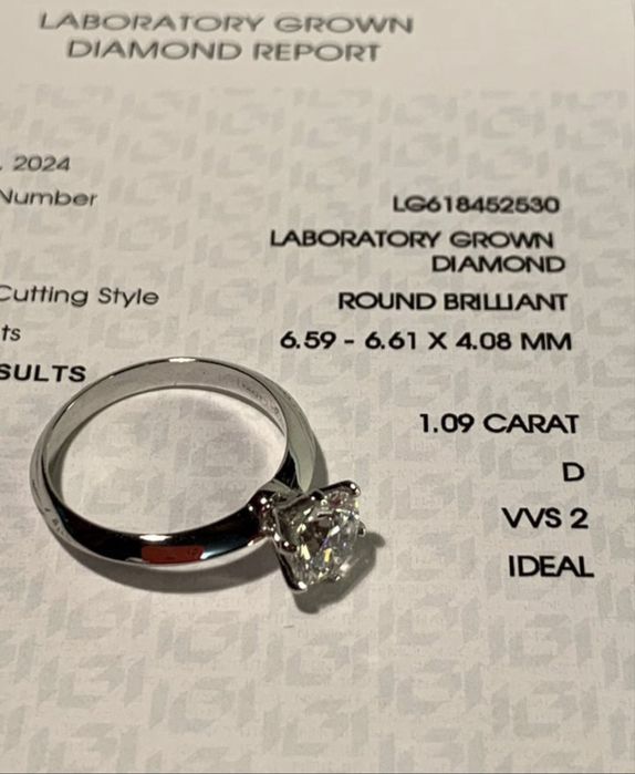 Кольцо с бриллиантом 1 карат