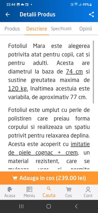 Fotoliu puf în forma de para
