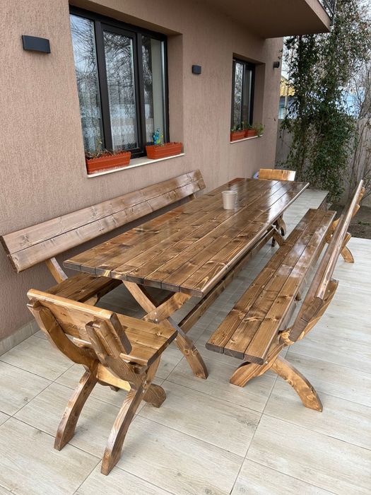 Set terasa masa cu banci si scaune foisor, terasa, filigorie