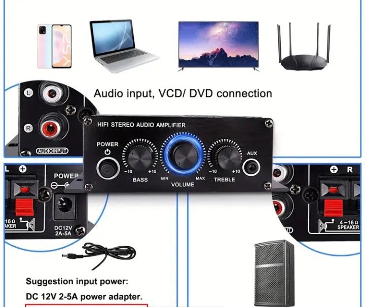 Усилвател 12v -2x100 ВАТА