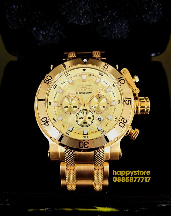 INVICTA Chronograph Full Metal Gold 52mm, Инвикта нов часовник