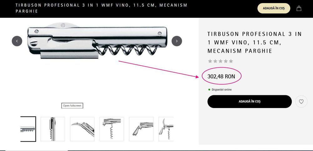 Tirbuson profesional 3 in 1 WMF Vino, 11.5 cm,(Super Ofertă).