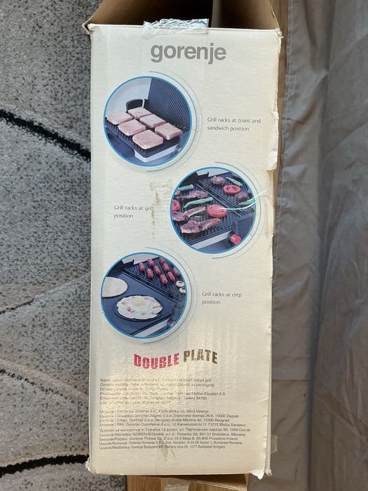 Grill electric dublu Gorenje 1800W KR1800KDP NOU, nefolosit
