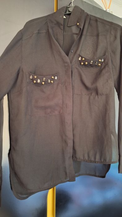 Дамски черни ризи с дълъг ръкав