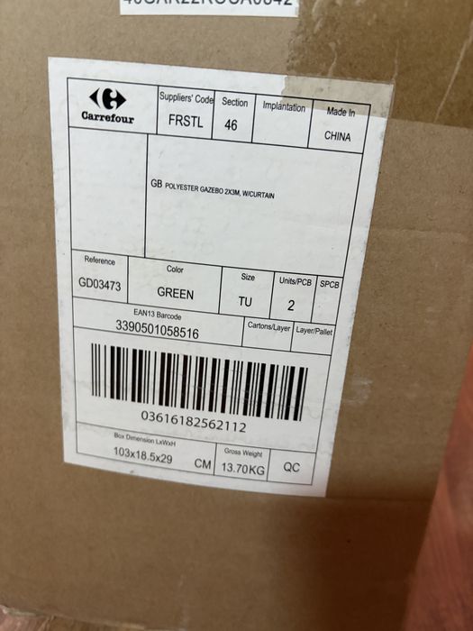 Cort gradina 2x3m Carrefour Alzira verde cu laterale ca nou
