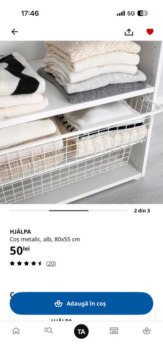 Cos metalic de la IKEA pentru garderobă