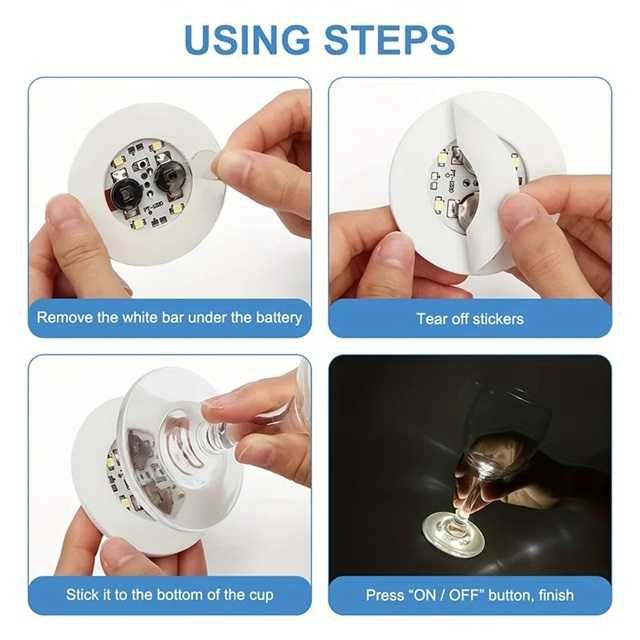 Светеща подложка за бутилка 60мм различни цветове