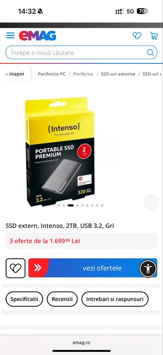 SSD portabil premium intenso