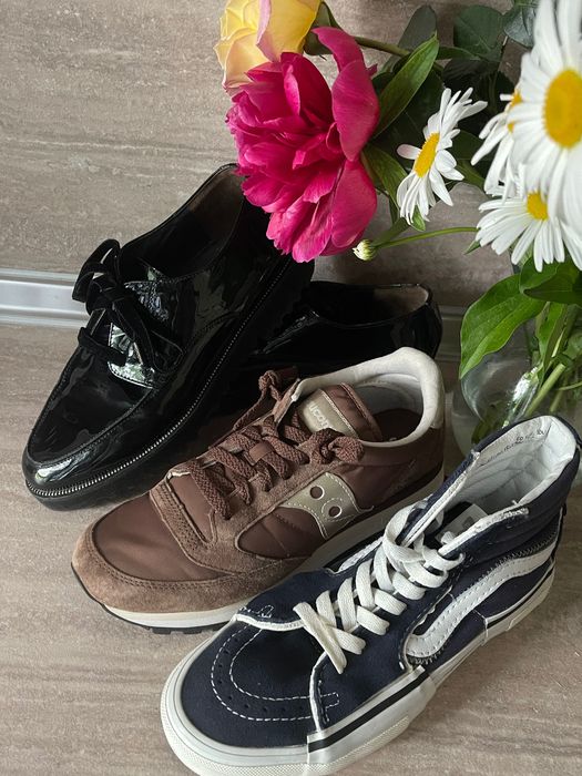 Нови маркови обувки №38 – Saucony jazz, Vans, Paul Green (3 чифта)