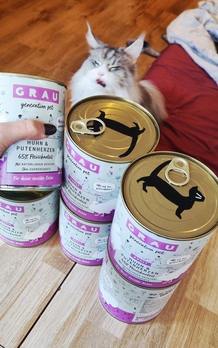 Mancare umeda pisici GRAU pui si vițel 6 cutii