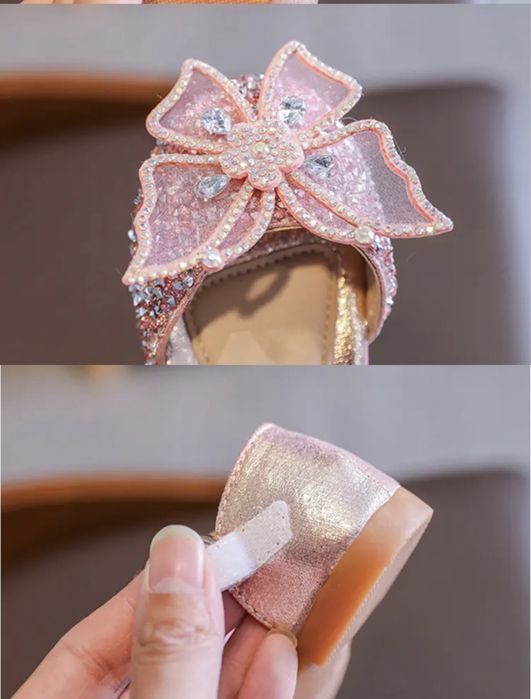 Pantofiori de  printesa Fluturas cu sclipici si perle