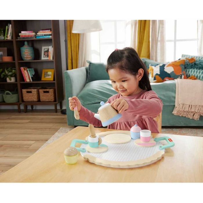 Детски дървен комплект за чай закуска за дървена кухня Fisher Price