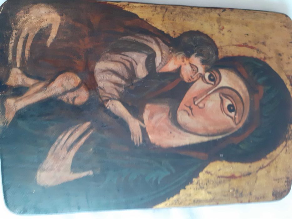 icoana foarte veche pictura pe lemn 26/38 cm