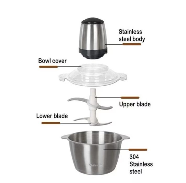 Tocător Electric Multifuncțional – 2L, 300W, 4 Lame Inox, Bol Inox