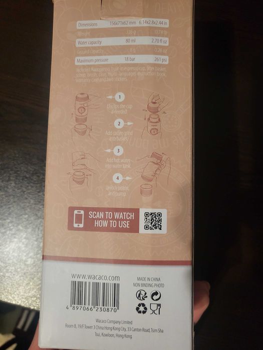 Преносима машина за кафе,защитен калъф и адаптер за капсули NS, WACACO