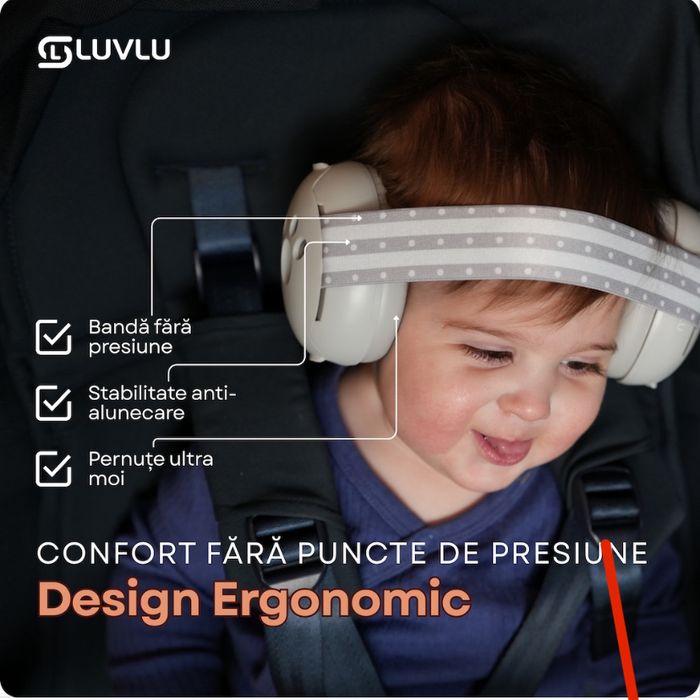 Casti antifonice pentru bebelusi si copii LUVLU™, 0-36 luni