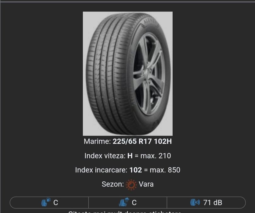 4 Anvelope Vara Bridgestone 225x65x17 102H Dot 2025