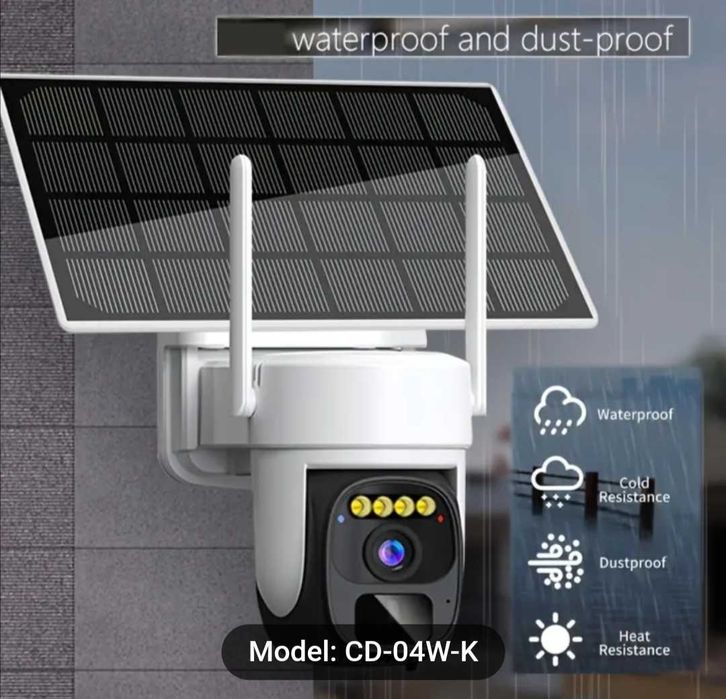 2K FHD WiFi соларна камера може + 128GB карта памет