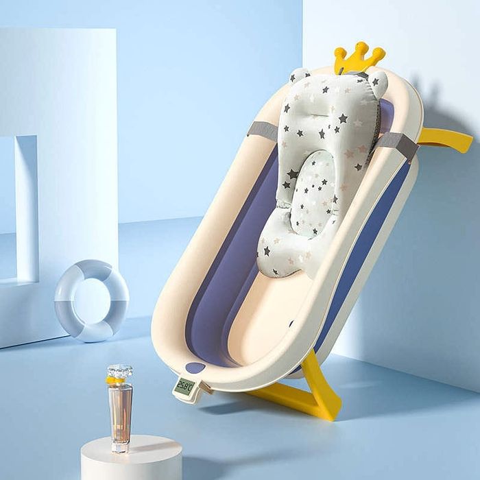 Cadita pliabila cu suport tip hamac si termometru pentru bebelusi