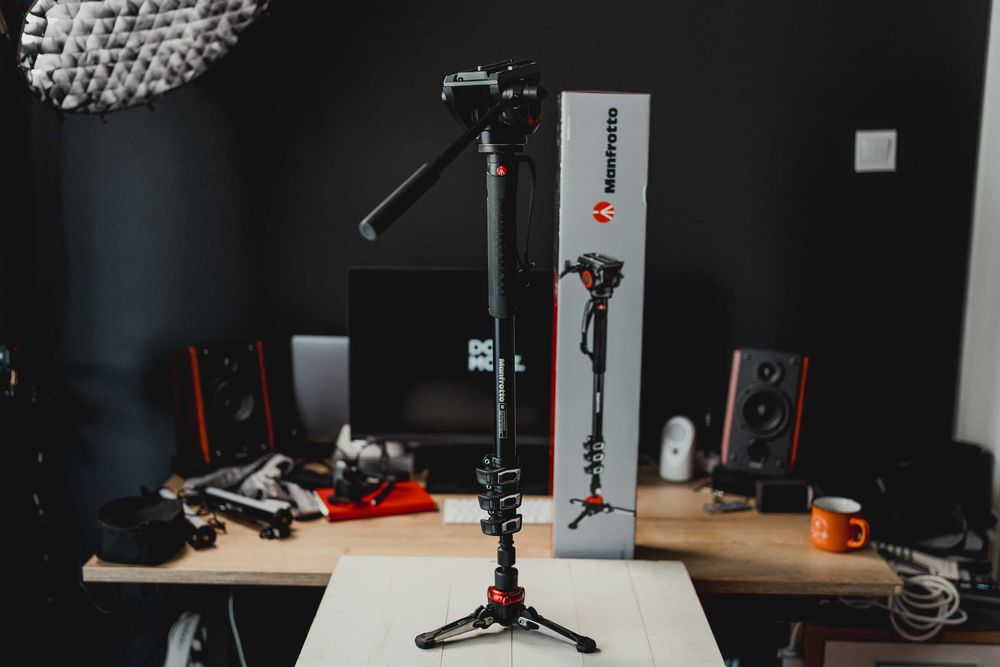 Monopied Manfrotto MVMXPRO500 cap si baza fluida cu blocare, aluminiu