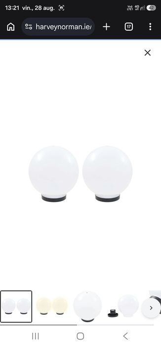 Lămpi LED cu bol, 2 buc., sferice, 25 cm
