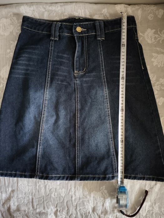 Джинсовая юбка трапеция