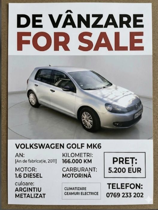 Golf 6 înmatriculat