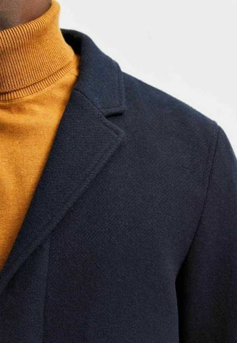 Palton slim 50 L premium Selected Homme NOU lana albastru