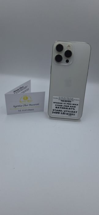 IPhone 15 Pro Max 512 GB 87% Baterie Garantie/Factura #53051