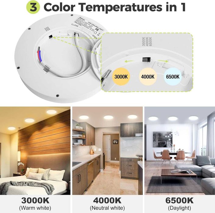 Hepside LED таванно осветление – 3000 K/4000 K/6500 K, 18W