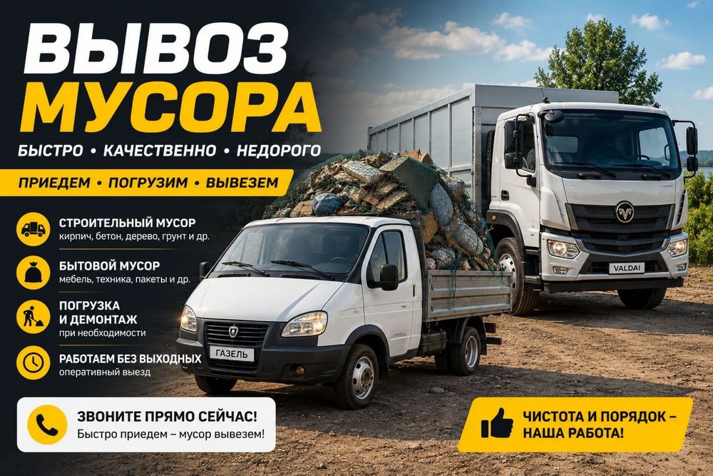 Самовывоз и вывоз мусора 24/7.