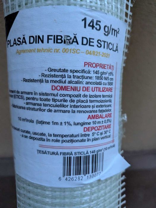 1 ROLA plasa din fibra de sticla 145g mp bico industries 10 metri