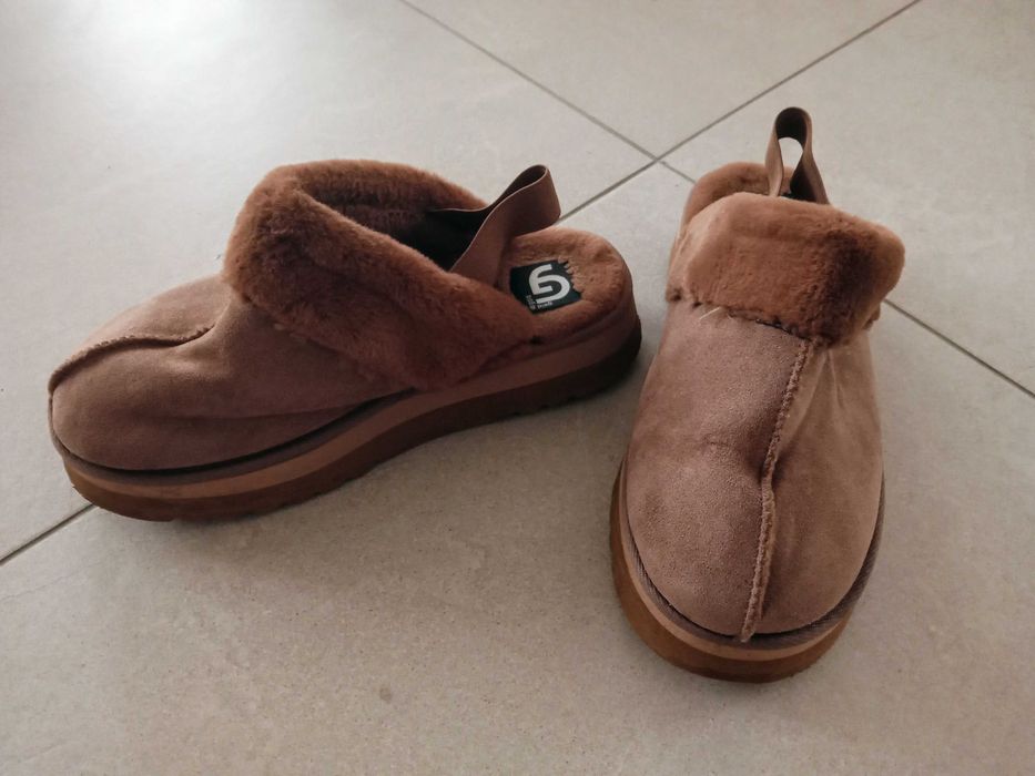 Обувки карамел кафяви 39 40 апрески с козина ботуши