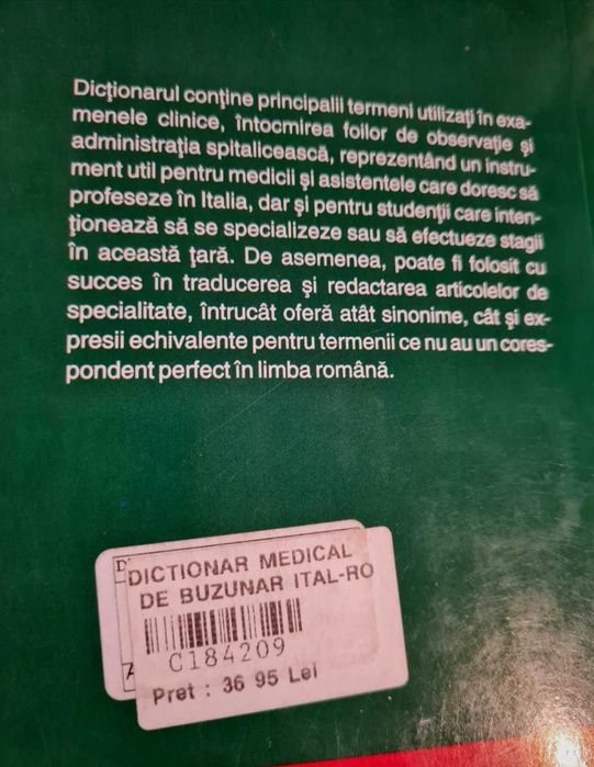Dictionar medical de buzunar italian-roman/roman-italian