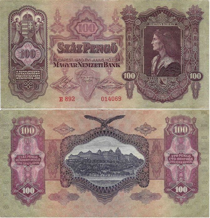 Super set 2 bancnote vechi Ungaria interbelica inainte de WWII 35 lei bucata 70 lei ambele bancnotele