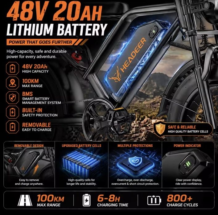 НОВ! 50км/ч. Електрически Велосипед Колело Скутер Мотор 750W 48V/20AH