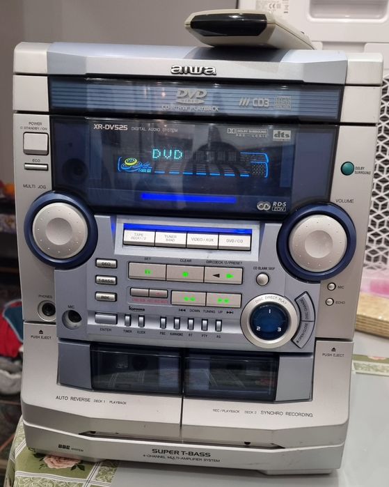 Sistem audio AIWA DVD/CD/Casetă – FUNCȚIONAL – Telecomandă inclusă