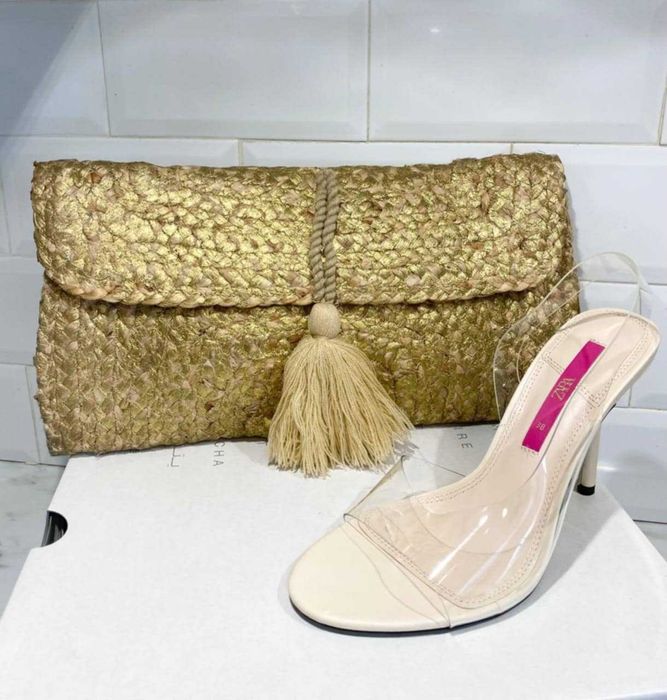 елегантни ZARA сандали на висок ток с прозрачна част