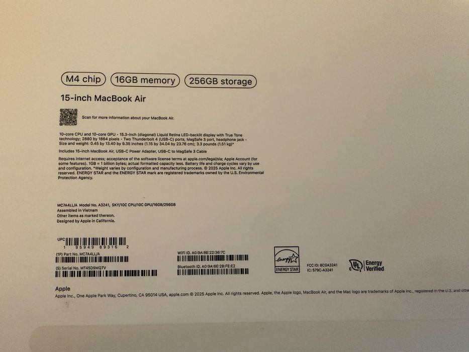 Apple MacBook Air 15, procesor M4