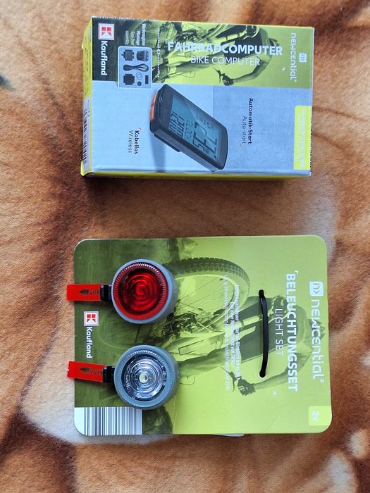 Computer de bicicletă Wireless (Fahrradcomputer / Bicycle Computer) + Set de lumini (Beleuchtungsset / Light Set)