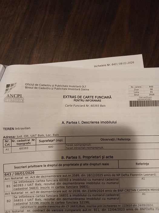 Teren intravillan 600 mp  str.Cireșului T38 Bals.Posibilitate in  rate.