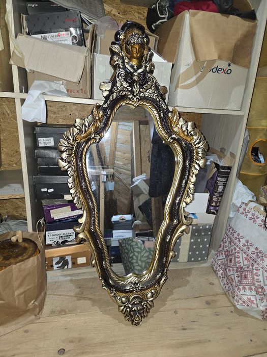 Oglindă impunătoare din CERAMICĂ stil Baroc (1.20 m) – Ramă sculptată vintage