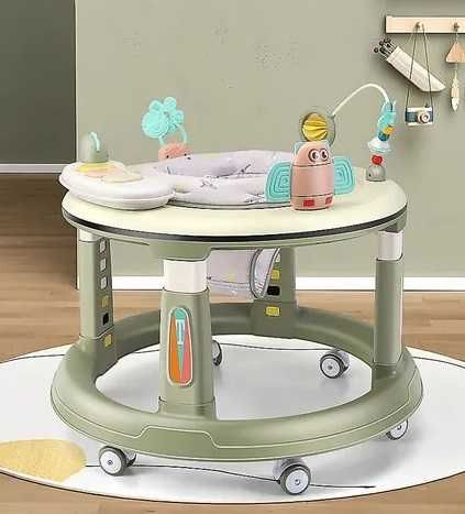 Premergator bebelusi Little Mom Activity Green cu sezut rotativ 360