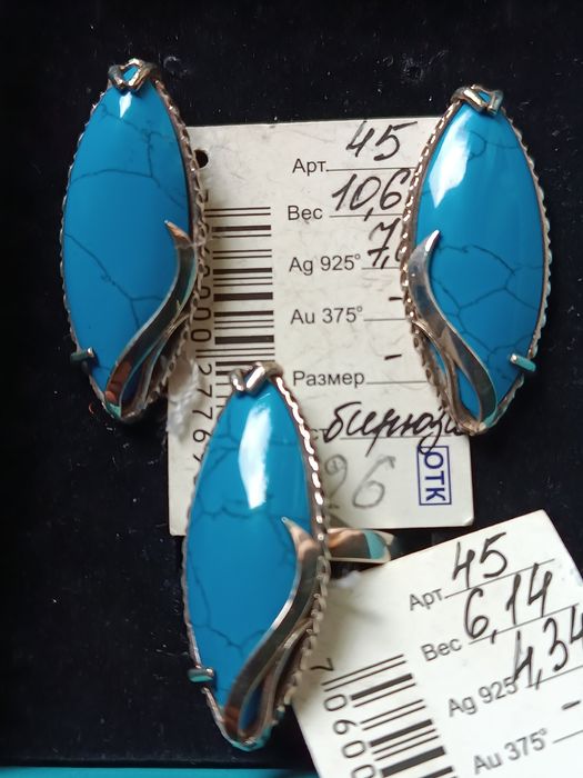 Серебряный набор (серьги+кольцо) НОВЫЙ