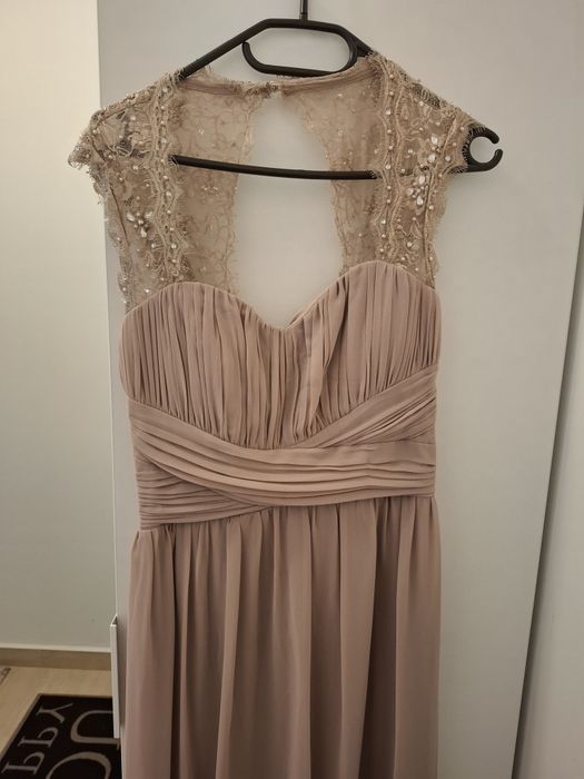 Rochie lungă Little Mistress London, nude-pudrat, elegantă, mărimea 40