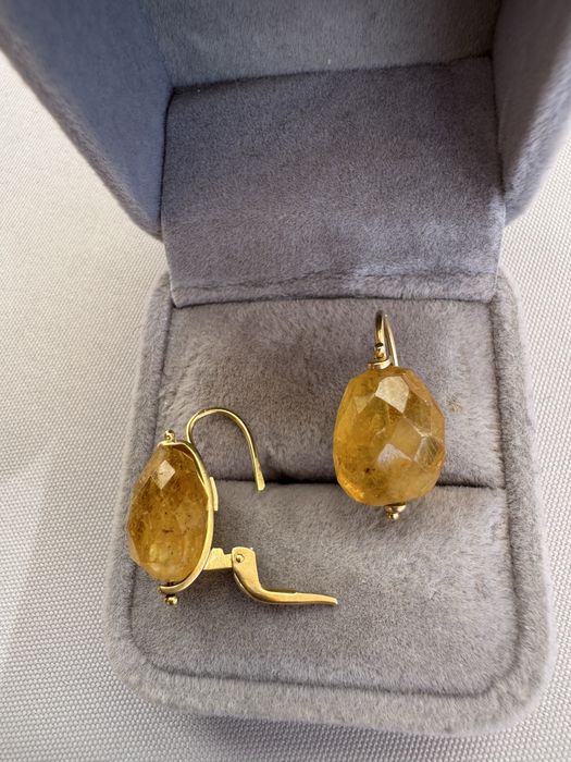 Cercei din aur 18 k Italia si citrin