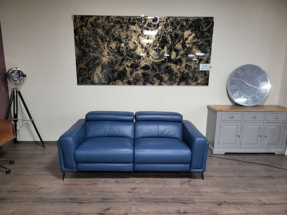 Син кожен диван тройка La-z-boy с електрически релакс механизъм
