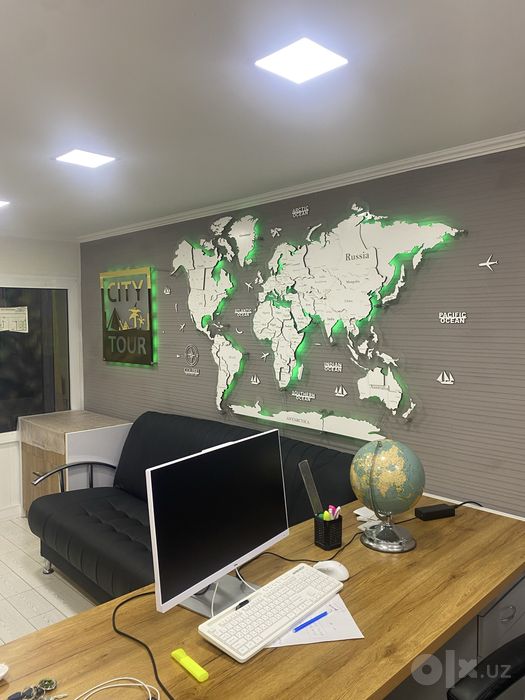 Интерьерная 3D карта мира, Dunyo xaritasi