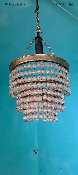 Candelabru vintage retro anii 70'- 80'- Plafoniera alamă și lucit